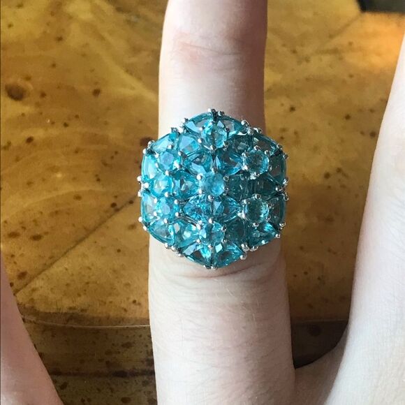 Natural Blue Apatite Sterling Silver Ring Size 5 - Picture 8 of 9